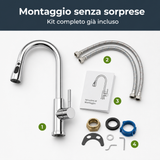 Rubinetto Cucina Miscelatore con Doccetta Estraibile 360° per Lavello – Vari Modelli e Finiture