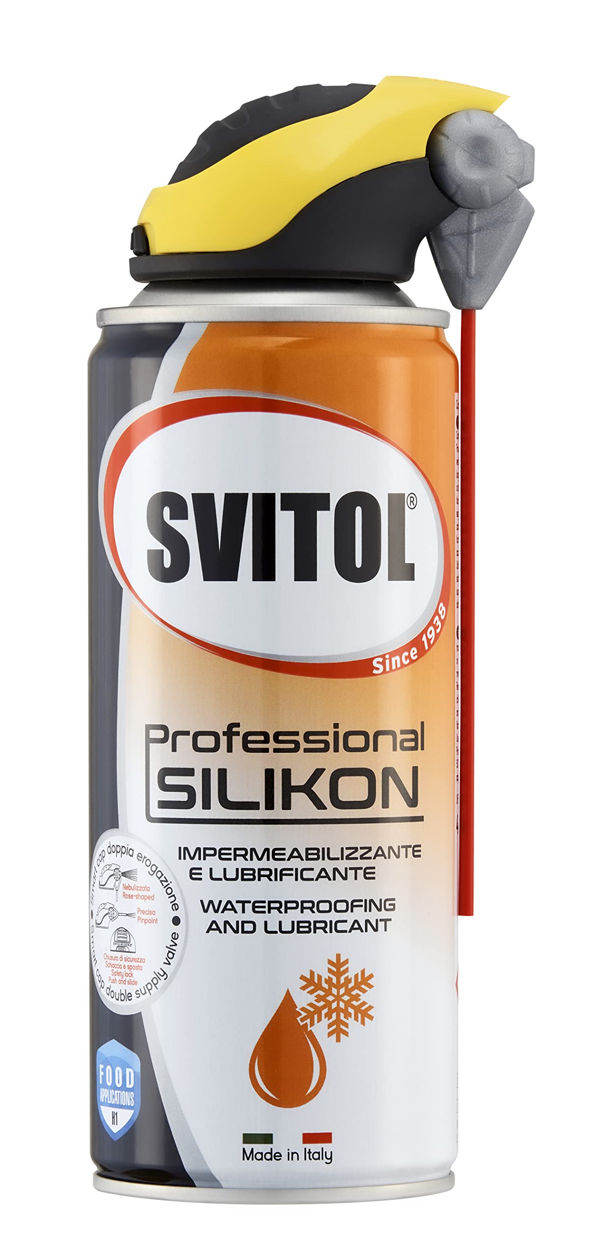 Svitol Lubrificante spray al silicone 400 ml per plastica e gomma, impermeabilizzante protettivo per guarnizioni, serrature, guide, cavi e meccanismi