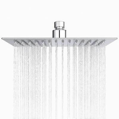 Soffione Doccia Quadrato 20x20 cm HM in Acciaio Inox, Ultra Sottile Anticalcare, Effetto Pioggia Alta Pressione, Attacco Universale 1/2”, Soffione Doccia Rain