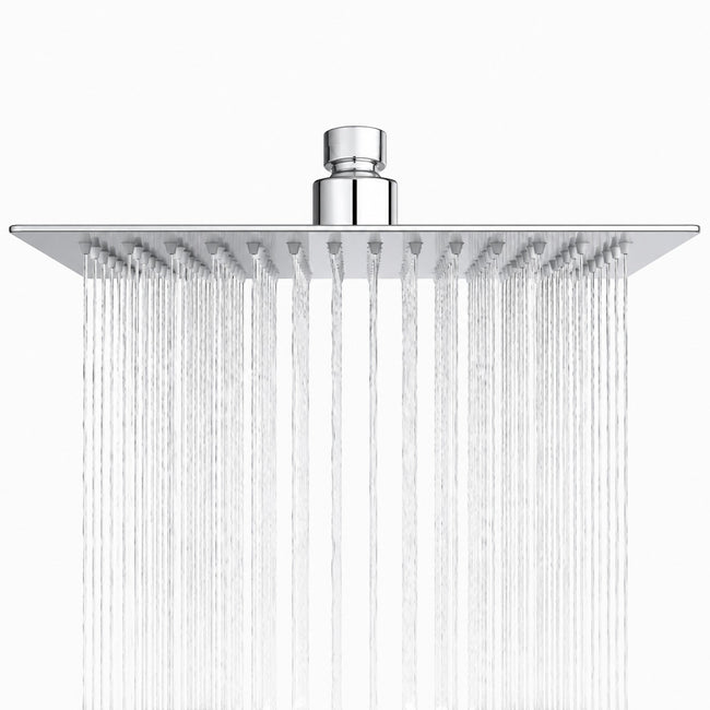 Soffione Doccia Quadrato 20x20 cm HM in Acciaio Inox, Ultra Sottile Anticalcare, Effetto Pioggia Alta Pressione, Attacco Universale 1/2”, Soffione Doccia Rain