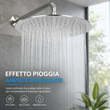 Soffione Doccia Rotondo 20 cm in Acciaio Inox, Doccia Effetto Pioggia Alta Pressione, Testa Doccia Anticalcare Ultra Sottile, Attacco Universale G1/2”, Soffione Cromato per Bagno