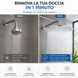 Soffione Doccia Rotondo 20 cm in Acciaio Inox, Doccia Effetto Pioggia Alta Pressione, Testa Doccia Anticalcare Ultra Sottile, Attacco Universale G1/2”, Soffione Cromato per Bagno