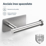 Porta Carta Igienica Adesivo Acciaio Inox Spazzolato, Portarotolo Bagno Senza Forare, Supporto Carta WC da Parete Moderno, Installazione Orizzontale o Verticale, Resistente all’Umidità
