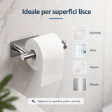 Porta Carta Igienica Adesivo Acciaio Inox Spazzolato, Portarotolo Bagno Senza Forare, Supporto Carta WC da Parete Moderno, Installazione Orizzontale o Verticale, Resistente all’Umidità