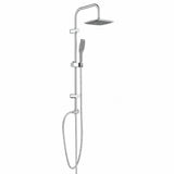 Colonna Doccia Senza Miscelatore Cromata, Set Doccia con Soffione Quadrato 25x20 cm, Doccetta Monogetto, Asta Regolabile, Tubo Flessibile 150 cm, Deviatore e Kit Installazione per Bagno