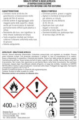 Arexons Acrilcolor Smalto Spray Acrilico RAL 9010 Bianco Lucido 400ml