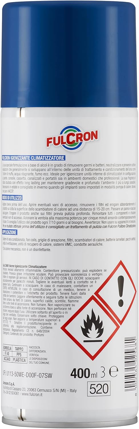 Fulcron Arexons Désinfectant en Spray Climatiseurs 400ml Anti-Odeurs HACCP 2PC