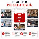 HM Cassetta Pronto Soccorso Aziendale, Conforme D.M. 388/03 Allegato 2, Valigetta Rigida Rossa, Supporto a Parete Incluso, per Uffici, Negozi, Laboratori e Piccole Aziende