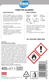 FEROX Fondo per Alluminio 400 ml, Fondo Aggrappante per Verniciatura, Colore Grigio, Primer Superfici Interno/Esterno, Primer per Alluminio, Rapida Essicazione, Lunga Durata 2 PZ