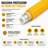 Tubo Multistrato Gas Corrugato PE-Xb/AL/PE-Xb con Guaina Gialla, Ø16 Ø20 Ø26 mm, Rotolo 25m 50m 100m, per Impianti Gas Metano GPL Interni, Alta Flessibilità e Resistenza