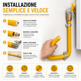 Tubo Multistrato Gas Corrugato PE-Xb/AL/PE-Xb con Guaina Gialla, Ø16 Ø20 Ø26 mm, Rotolo 25m 50m 100m, per Impianti Gas Metano GPL Interni, Alta Flessibilità e Resistenza