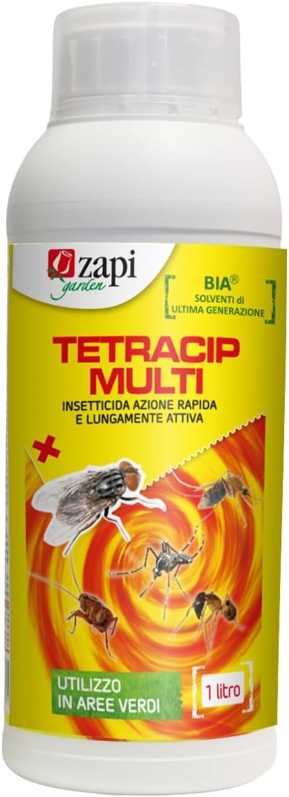 Tetracip Multi - Insetticida Concentrato Contro Mosche, Zanzare, Blatte, Formiche e Nidi di Vespe, Antizanzare Esterno, 1L