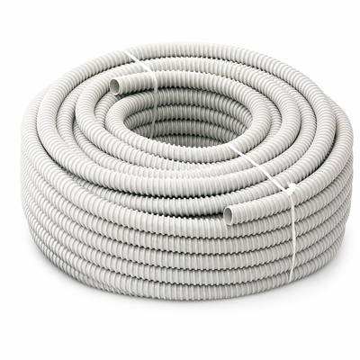 Guaina Spiralata Bianca in PVC per Impianti Elettrici, Tubo Corrugato Flessibile Isolante Passacavi, Matassa 30 Metri, Disponibile Ø16/18/20/25 mm