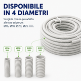 Guaina Spiralata Bianca in PVC per Impianti Elettrici, Tubo Corrugato Flessibile Isolante Passacavi, Matassa 30 Metri, Disponibile Ø16/18/20/25 mm