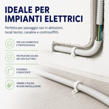 Guaina Spiralata Bianca in PVC per Impianti Elettrici, Tubo Corrugato Flessibile Isolante Passacavi, Matassa 30 Metri, Disponibile Ø16/18/20/25 mm