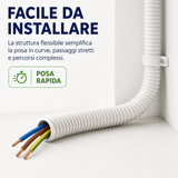 Guaina Spiralata Bianca in PVC per Impianti Elettrici, Tubo Corrugato Flessibile Isolante Passacavi, Matassa 30 Metri, Disponibile Ø16/18/20/25 mm
