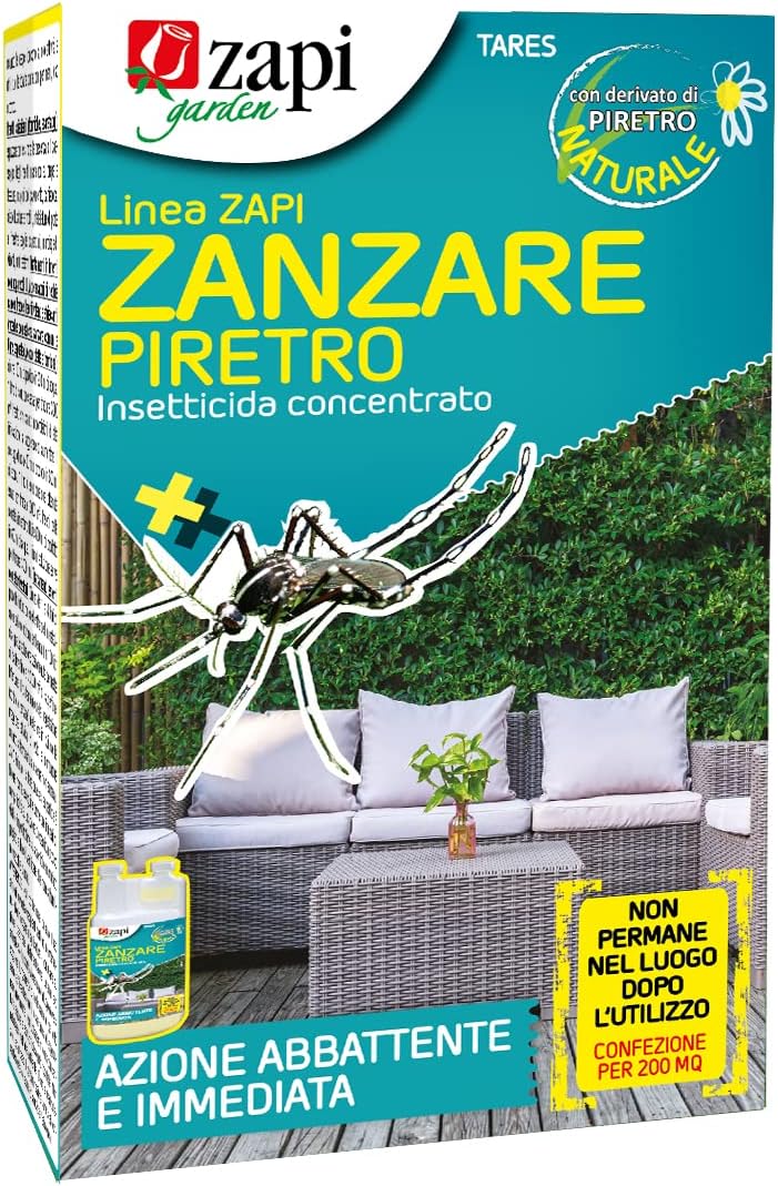 Zapi Garden Tares Insetticida Concentrato per Zanzare e Insetti da Esterno, Giardino e Siepi – 250 ml / 500 ml