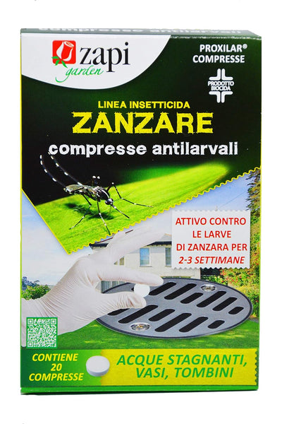 Zapi Garden Compresse Antilarvali Zanzare 20 Pezzi per Acque Stagnanti, Tombini, Vasi e Sottovasi