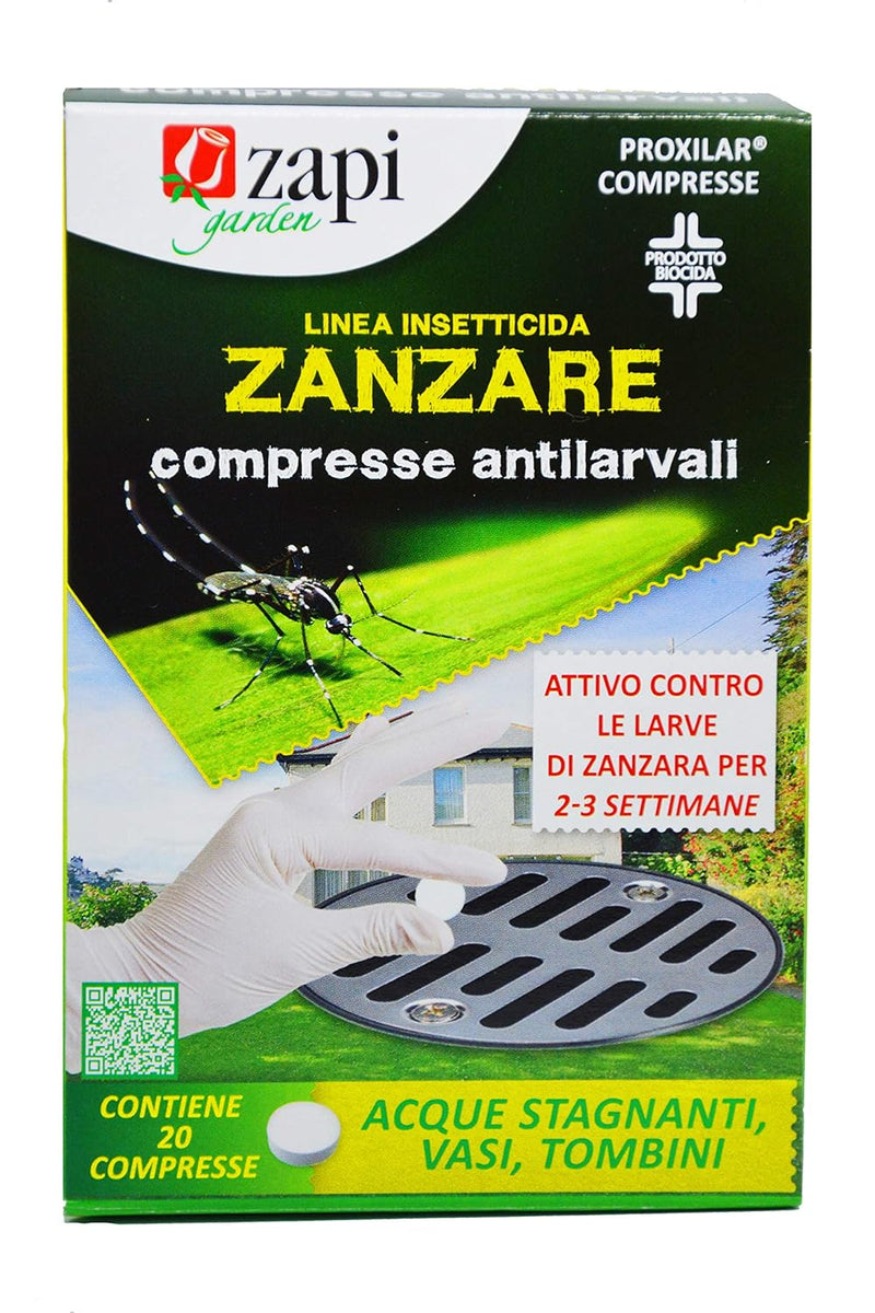 Zapi Garden Compresse Antilarvali Zanzare 20 Pezzi per Acque Stagnanti, Tombini, Vasi e Sottovasi