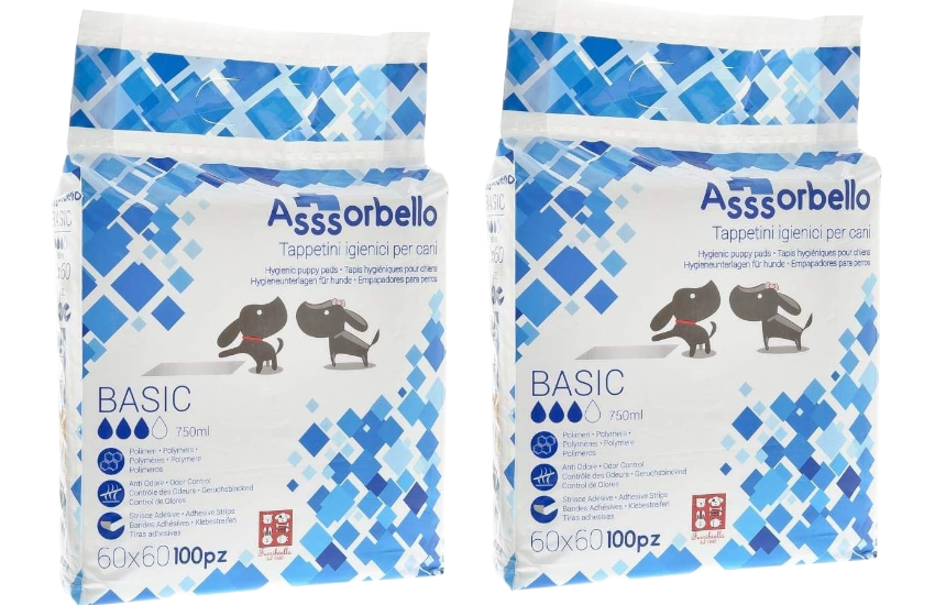 Ferribiella Assorbello Tappetini Igienici Assorbenti per Cani 60x60 cm – 2 Confezioni da 100 Pezzi – Totale 200 Tappetini Anti Odore