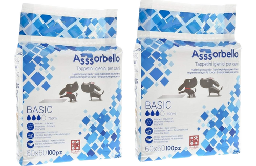 Ferribiella Assorbello Tappetini Igienici Assorbenti per Cani 60x60 cm – 2 Confezioni da 100 Pezzi – Totale 200 Tappetini Anti Odore
