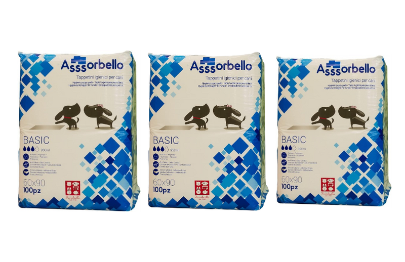 Ferribiella Assorbello Tappetini Igienici Assorbenti per Cani 60x60 cm – 3 Confezioni da 100 Pezzi – Totale 300 Tappetini Anti Odore