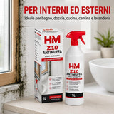 HM Spray Antimuffa Z10 1 Litro per Pareti e Muri Interni con 2 Guanti in Omaggio