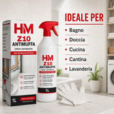 HM Spray Antimuffa Z10 1 Litro per Pareti e Muri Interni con 2 Guanti in Omaggio