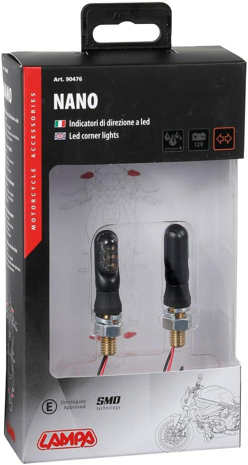 Lampa 90476 Nano – Coppia Frecce Moto LED 12V Omologate E, Lente Fumé