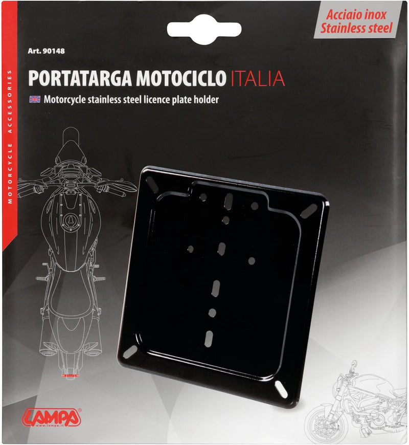 Lampa 90148 Porta Targa Moto in Acciaio Inox Nero 185x185 mm