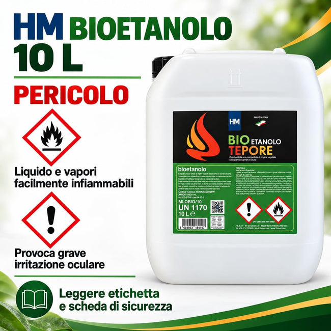 HM Bioetanolo Liquido 96° per Biocamini e Stufe, Origine Vegetale