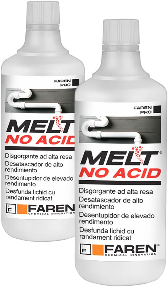 Faren Melt No Acid disgorgante liquido concentrato - 2 flaconi da 1 litro