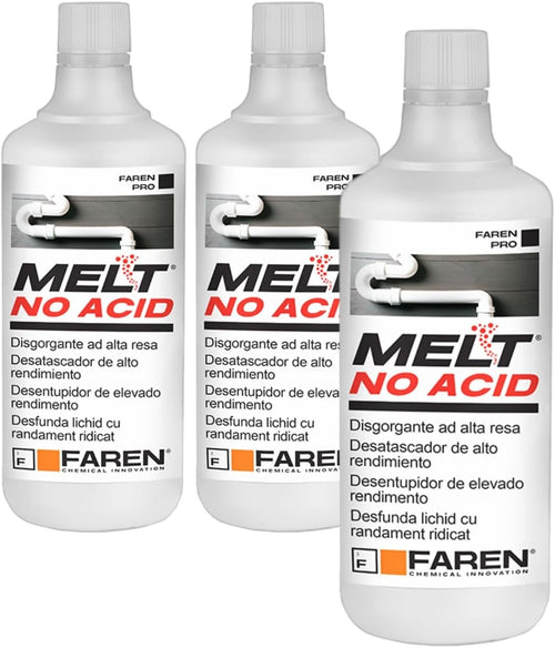 Faren Melt No Acid disgorgante liquido concentrato - 3 flaconi da 1 litro