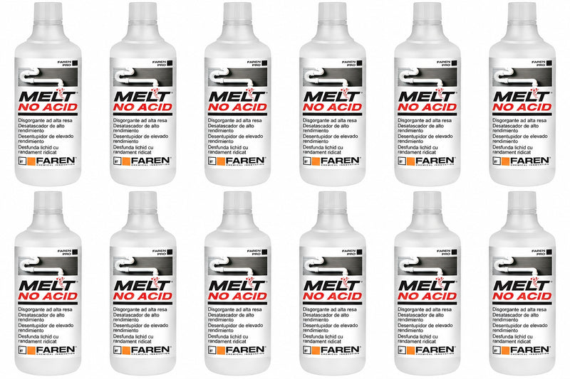Faren Melt No Acid disgorgante liquido concentrato - 12 flaconi da 1 litro