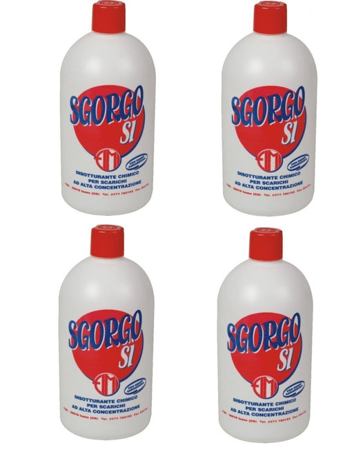Disotturante Liquido Professionale per Scarichi WC Lavandini e Tubature Azione Rapida Confezione da 4 Bottiglie