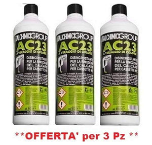 Italchimici AC23 Disincrostante WC Anticalcare Forte 3 bottiglie da 1lt per Cassette e Scarichi Professionale