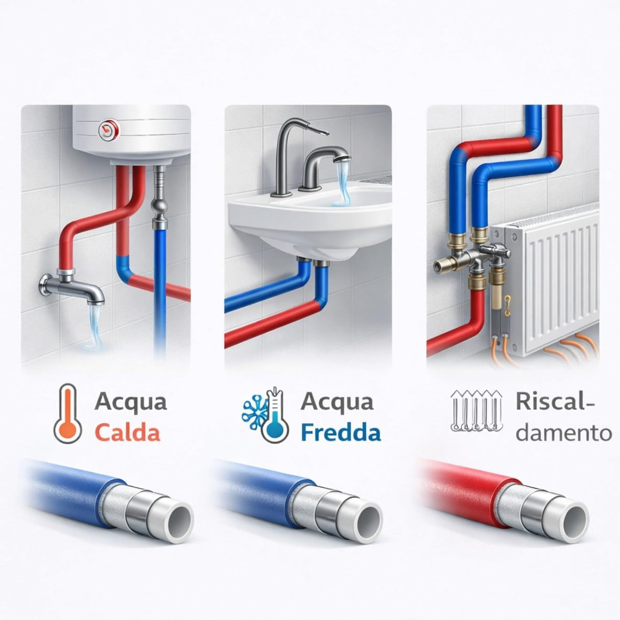 Tubo Multistrato Coibentato ISOCLIMA Diametro 16/20/26/32 mm Rivestito con Guaina Isolante - Rotolo da 25 o 50 Metri per Impianti Idraulici, Acqua Calda/Fredda e Riscaldamento