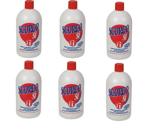 Disotturante Liquido Professionale per Scarichi WC Lavandini e Tubature Azione Rapida Confezione da 6 Bottiglie