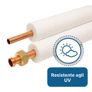 Kit Tubi Rame Climatizzatore Isoclima Ø1/4”+3/8” CU - DHP 99,9% con Guaina Ignifuga | Disponibile 10MT/5MT/3MT Con o Senza Raccordi | Compatibile Gas R32 R410A R407C - IDRAULICAMENTEKit Tubi Rame Climatizzatore Isoclima Ø1/4”+3/8” CU - DHP 99,9% con Guaina Ignifuga | Disponibile 10MT/5MT/3MT Con o Senza Raccordi | Compatibile Gas R32 R410A R407C