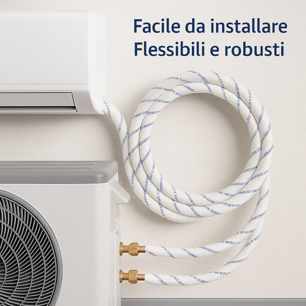 Kit Tubi Rame Climatizzatore Isoclima Ø1/4”+3/8” CU - DHP 99,9% con Guaina Ignifuga | Disponibile 10MT/5MT/3MT Con o Senza Raccordi | Compatibile Gas R32 R410A R407C - IDRAULICAMENTEKit Tubi Rame Climatizzatore Isoclima Ø1/4”+3/8” CU - DHP 99,9% con Guaina Ignifuga | Disponibile 10MT/5MT/3MT Con o Senza Raccordi | Compatibile Gas R32 R410A R407C