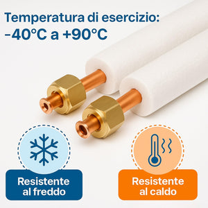 Kit Tubi Rame Climatizzatore Isoclima Ø1/4”+3/8” CU - DHP 99,9% con Guaina Ignifuga | Disponibile 10MT/5MT/3MT Con o Senza Raccordi | Compatibile Gas R32 R410A R407C - IDRAULICAMENTEKit Tubi Rame Climatizzatore Isoclima Ø1/4”+3/8” CU - DHP 99,9% con Guaina Ignifuga | Disponibile 10MT/5MT/3MT Con o Senza Raccordi | Compatibile Gas R32 R410A R407C